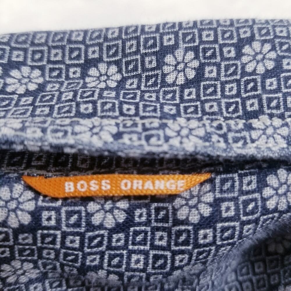 Hugo Boss Orange Patterned Floral Collared Shirts - Picture 8 of 12